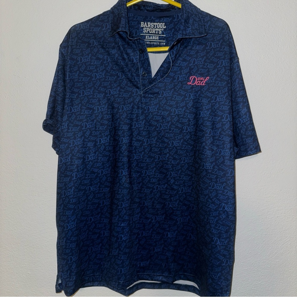 Barstool Sports Men's Girl Dad Polo Logo All Over Print Performance Size XL